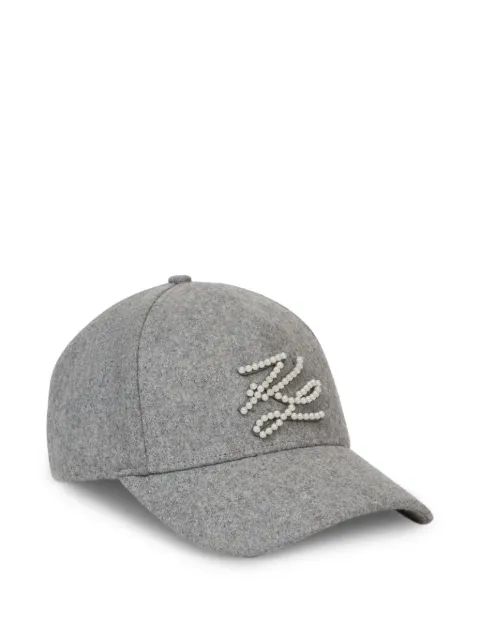 Karl Lagerfeld Autograph pearl-embellished cap Grey B3W33005