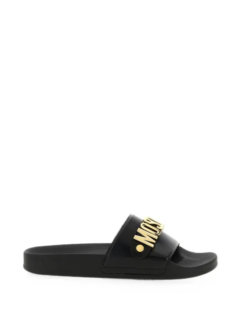 Moschino logo-lettering Pool slides Black MB28032G0