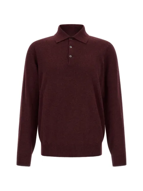 Brunello Cucinelli cashmere long-sleeve polo shirt Red M2200295CNU36