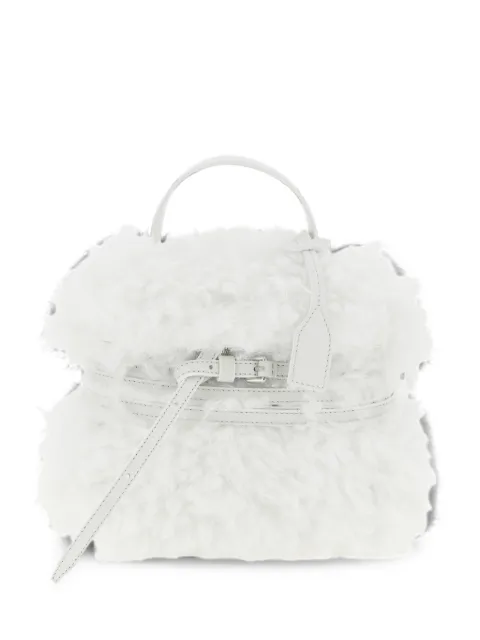 Moschino small Tie Me shearling tote bag White MC4027PP1POU110A