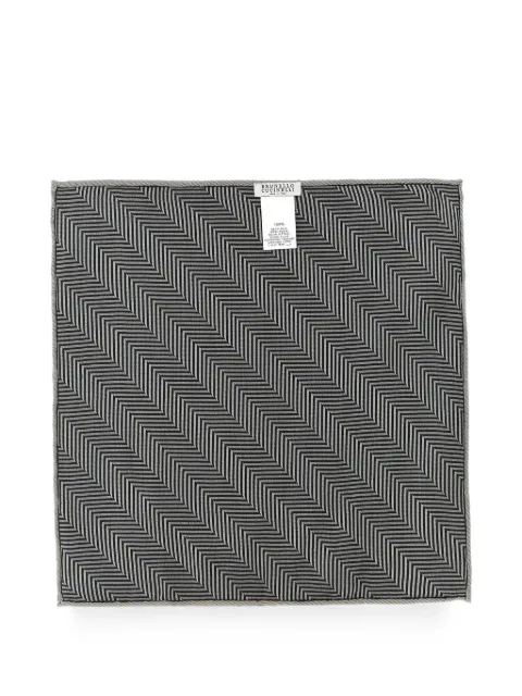 Brunello Cucinelli chevron-motif hand-sewn pocket square Black MI8910091C8127