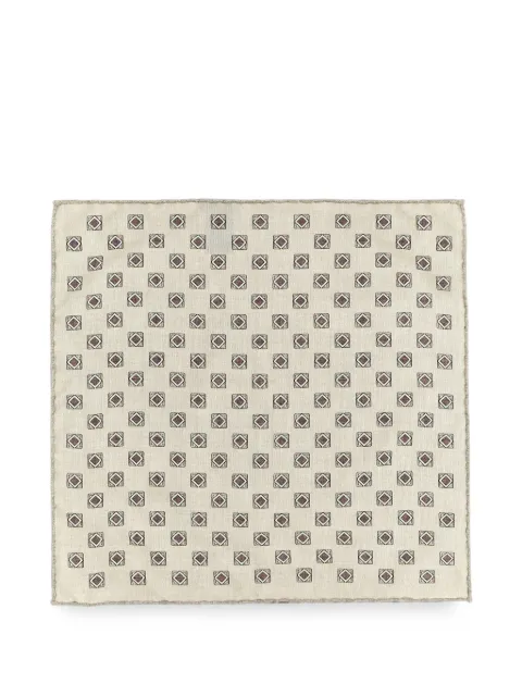 Brunello Cucinelli geometric-print silk pocket square Neutrals MI8930091C6789