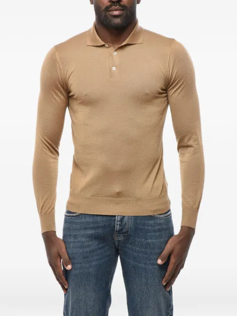 Malo cashmere long-sleeve polo shirt Brown UMD280F1Z19E2045