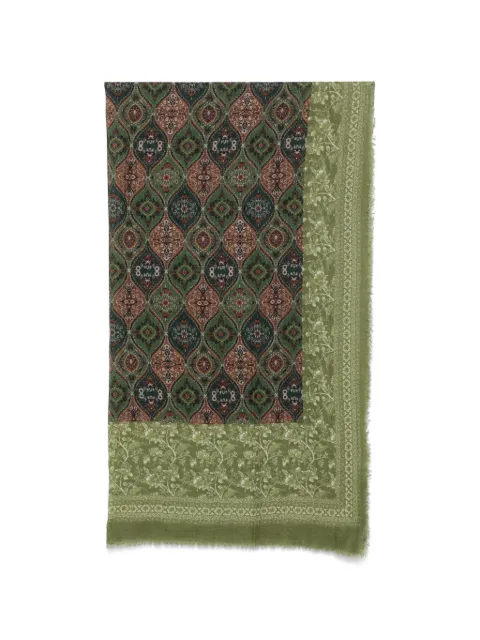 SGOMBERO CANTINE paisley-print frayed scarf Green 1538