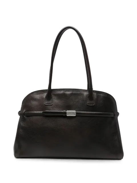 Orciani large Aura Soft logo-plaque leather tote bag Brown B02201