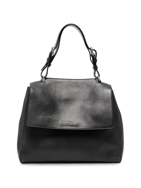 Orciani medium Sveva Soft logo-plaque foldover tote bag Black BT2006