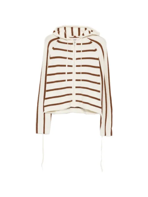 Semicouture striped zip-up hoodie Neutrals Y6WH52