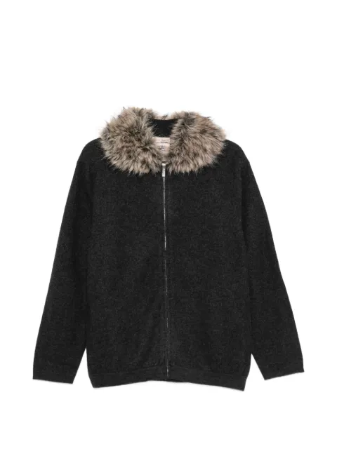 Semicouture faux-fur collar zip-up cardigan Grey Y6WB17