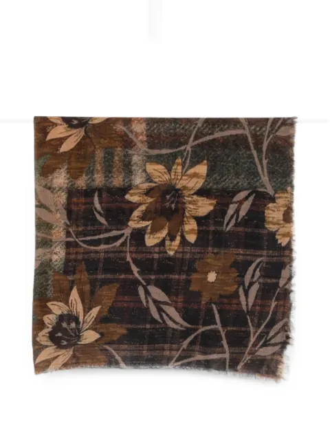 SGOMBERO CANTINE floral-print fringed scarf Brown 1523CASSIOPEA1