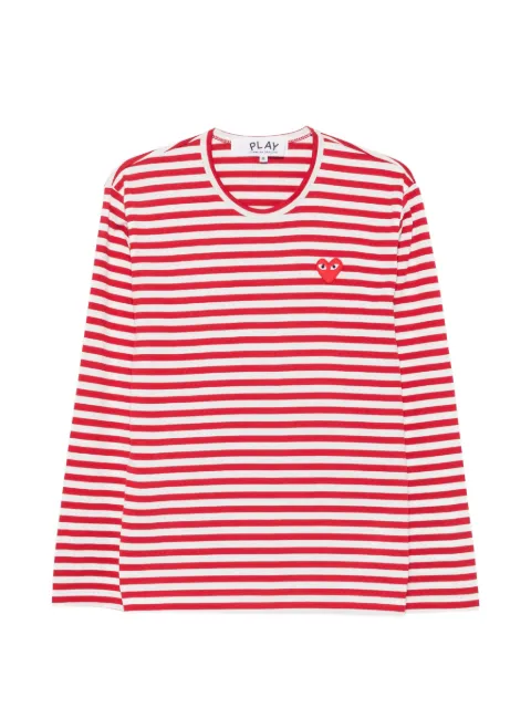 Comme Des Garçons Play striped heart-patch T-shirt Red AXT164051