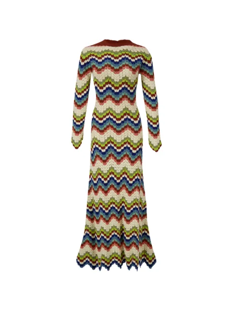 ESCVDO Bahia chevron-pattern crochet maxi dress Neutrals SS26EADR19