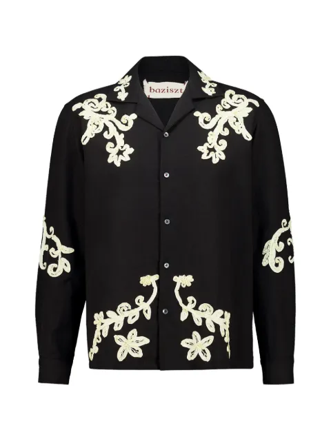 Baziszt Taja floral-embroidered shirt Black BZSS26SR15096