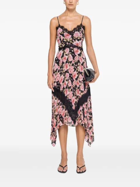 NISSA pleated floral midi dress Black RC16971