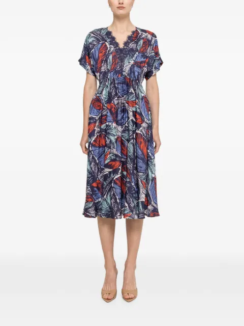 NISSA lace-detail viscose midi dress Blue RZ17040