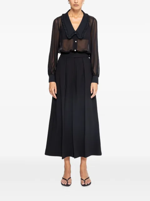 NISSA pearl-detail chiffon shirt Black C16417