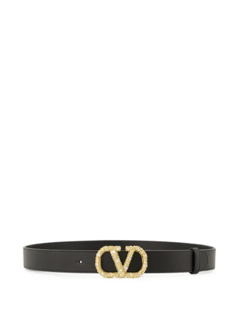 Valentino Garavani VLogo Swarovski-crystal belt Black WT0SM9YCK