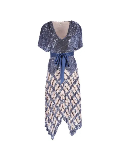 Temperley London Akiko belted sequined midi dress Blue TONPUDECL451856W