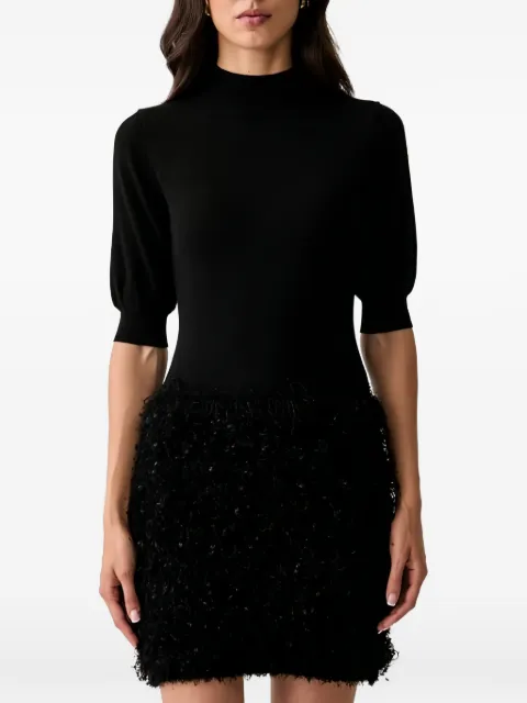 TWINSET fringed puff-sleeve mini dress Black 262TP3134