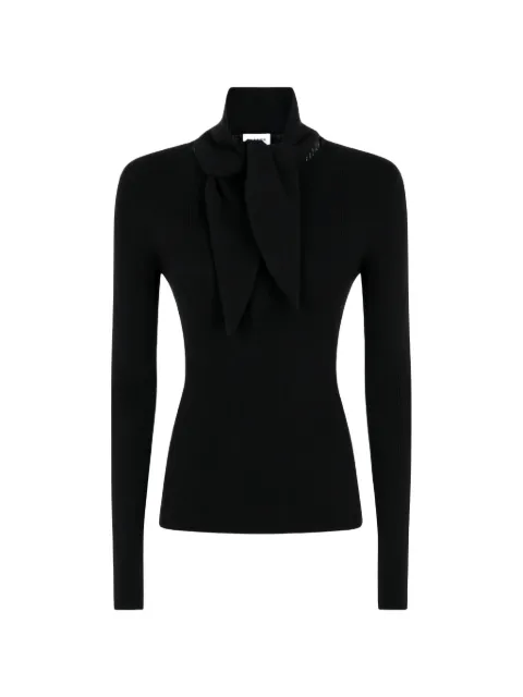 P.A.R.O.S.H. tie-neck ribbed-knit sweater Black D541502LONG013