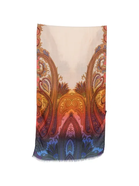 ETRO paisley-print frayed scarf Red WATA0005AK191