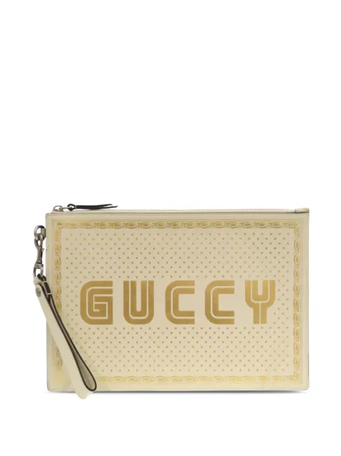 Gucci Pre-Owned 2016-2026 Calfskin Guccy Sega clutch bag White JK234MXM6P2UY4S8