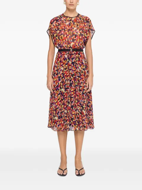 NISSA printed viscose midi dress Red RZ17091