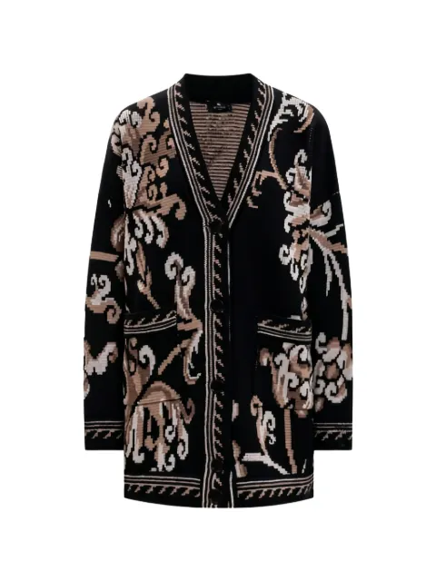 ETRO floral-intarsia wool cardigan Black WRKE0159AQ12UN0000