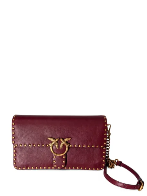 PINKO Love One studded leather crossbody bag Red 107664A2JG
