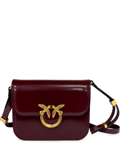 PINKO mini Love Box patent-leather shoulder bag Red 104297A1EN