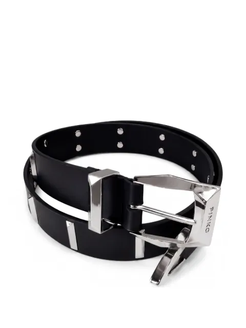PINKO leather belt with rectangular studs, 3 cm Black 107154A0F1