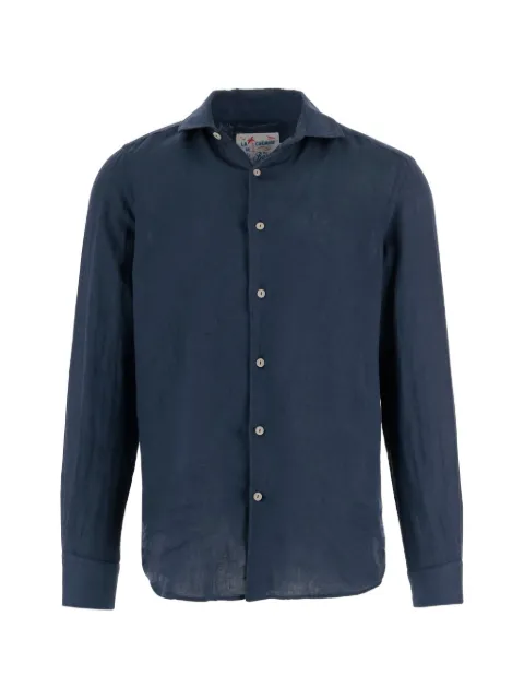 MC2 Saint Barth Pamplona linen curved-hem shirt Blue PAMP001