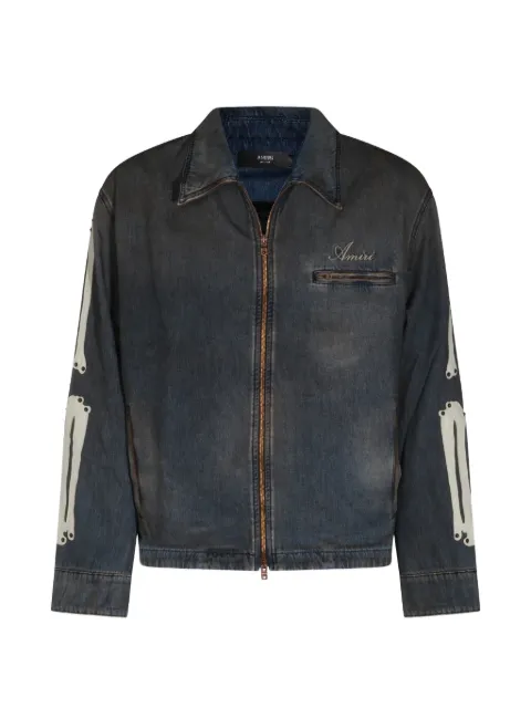 AMIRI Skels leather-patch denim jacket Blue AM326JA003