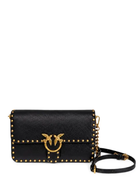 PINKO Love One studded leather crossbody bag Black 107665LA2JG