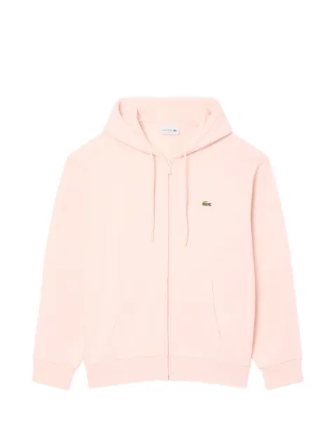Lacoste logo-patch zip-up hoodie Pink SH8864