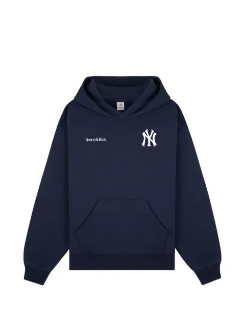 Sporty & Rich x Yankees Curve logo-print hoodie Blue ST095918695BL107
