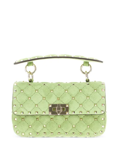 Valentino Garavani Rockstud Spike calf suede shoulder bag Green WB0123KQQ