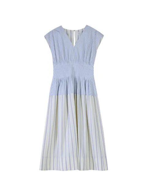 Paul Smith stripe-pattern gathered-waist midi dress Blue W1R716DV11227