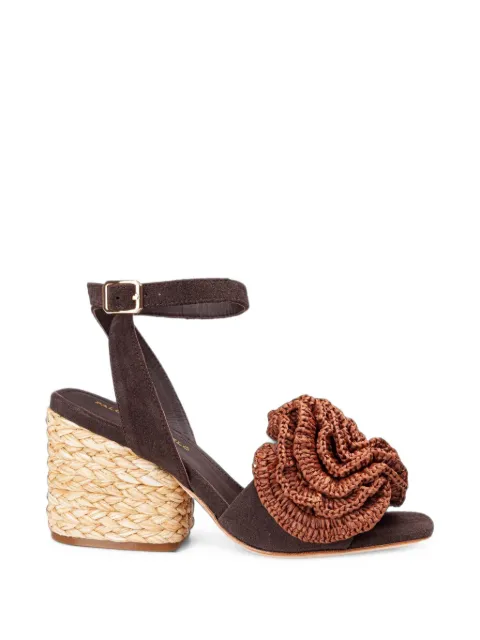 Paloma Barceló Teresa fan-detail raffia-heel sandals Brown 1904TERESSA