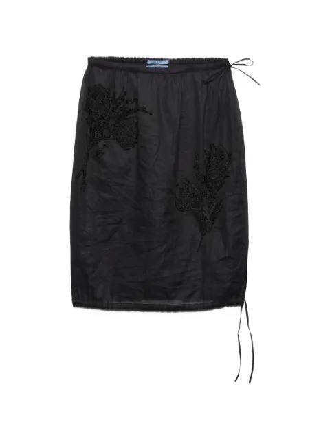 Prada embroidered organdy midi-skirt Black P10F8RSOOO6616