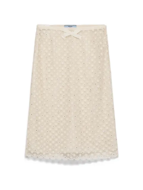 Prada embroidered lace skirt Neutrals P10A2RSOOO6136