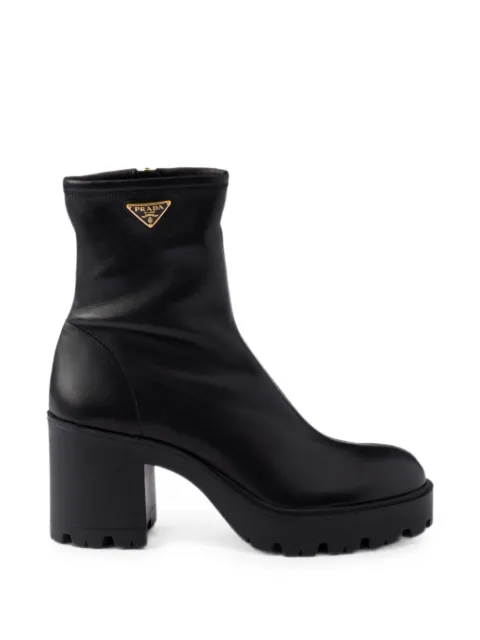 Prada logo-plaque platform ankle boots Black 1T546OF085L68