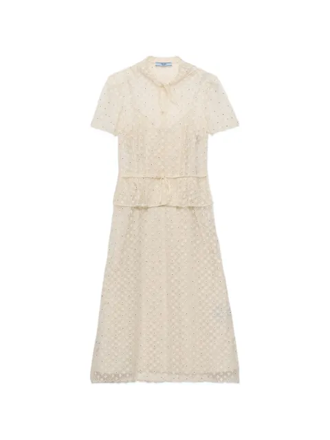Prada embroidered lace dress Neutrals P3S89RSOOO6136