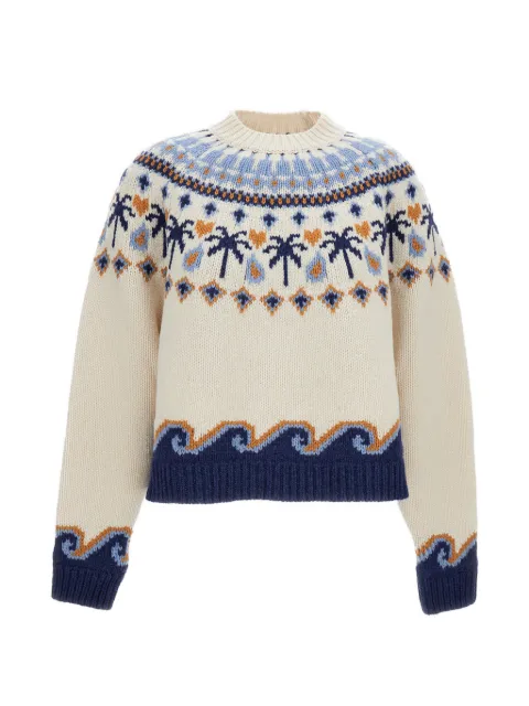 Alanui Sweet Winter jacquard-knit sweater Neutrals LWHE061E26KNI0010446