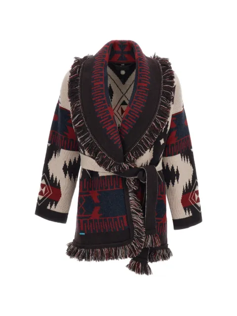 Alanui fringe-trim cardigan Black LWHB064E26KNI0016017