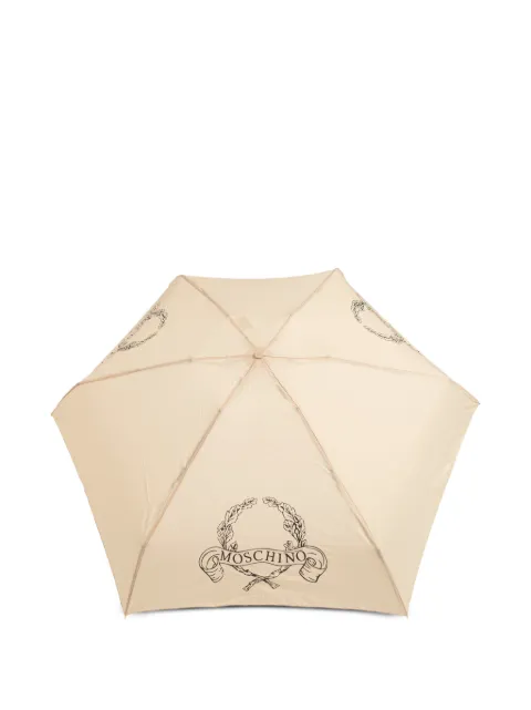 Moschino logo-print folding umbrella Neutrals 8981SUPERMINID