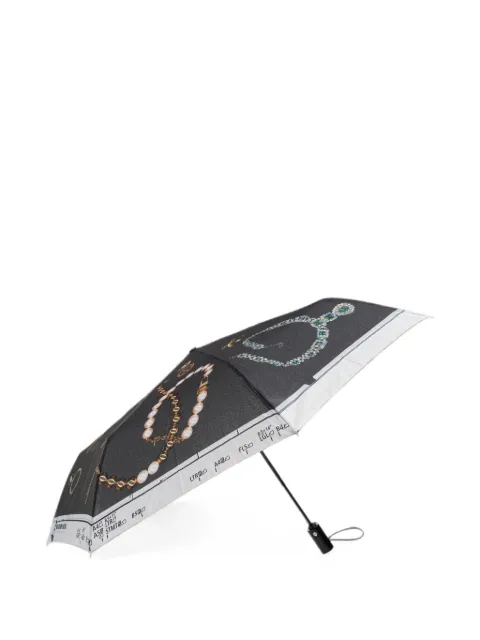 Moschino jewellery-print folding umbrella Grey 9016OPENCLOSEA