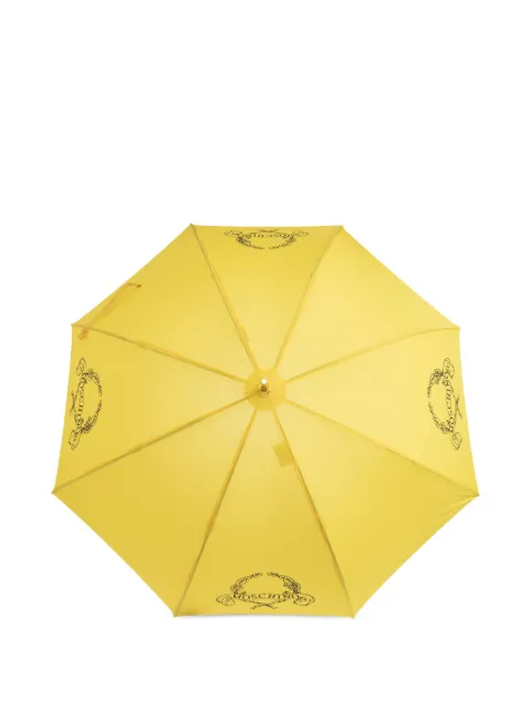 Moschino logo-print curved-handle umbrella Yellow 898163AUTOU