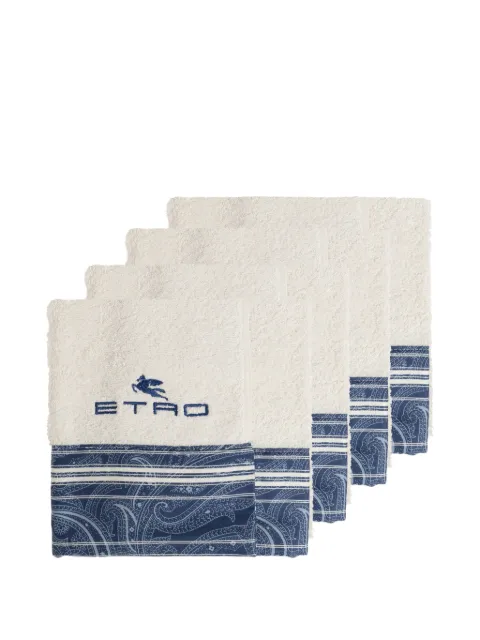 ETRO HOME Paisley-print logo-embroidered towels set (set of five) White UKFA0001AV934
