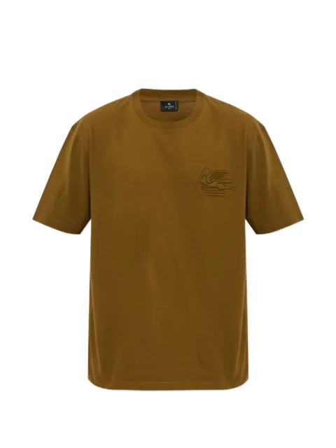 ETRO cotton jersey T-shirt with raised Pegaso logo Brown MRMA0002AR11D