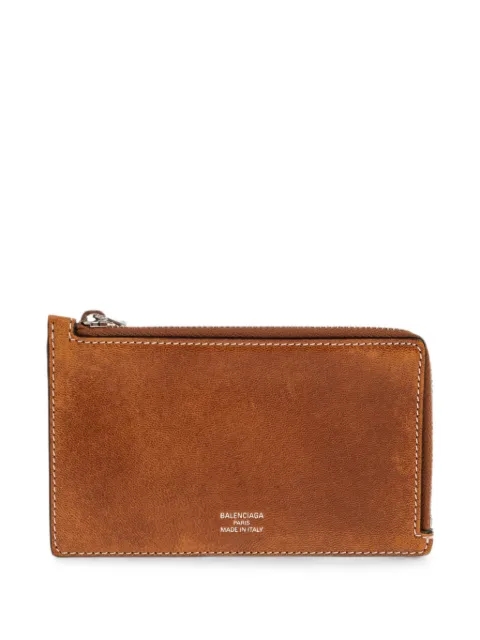 Balenciaga zip-around leather card holder Brown 7367342ACNO